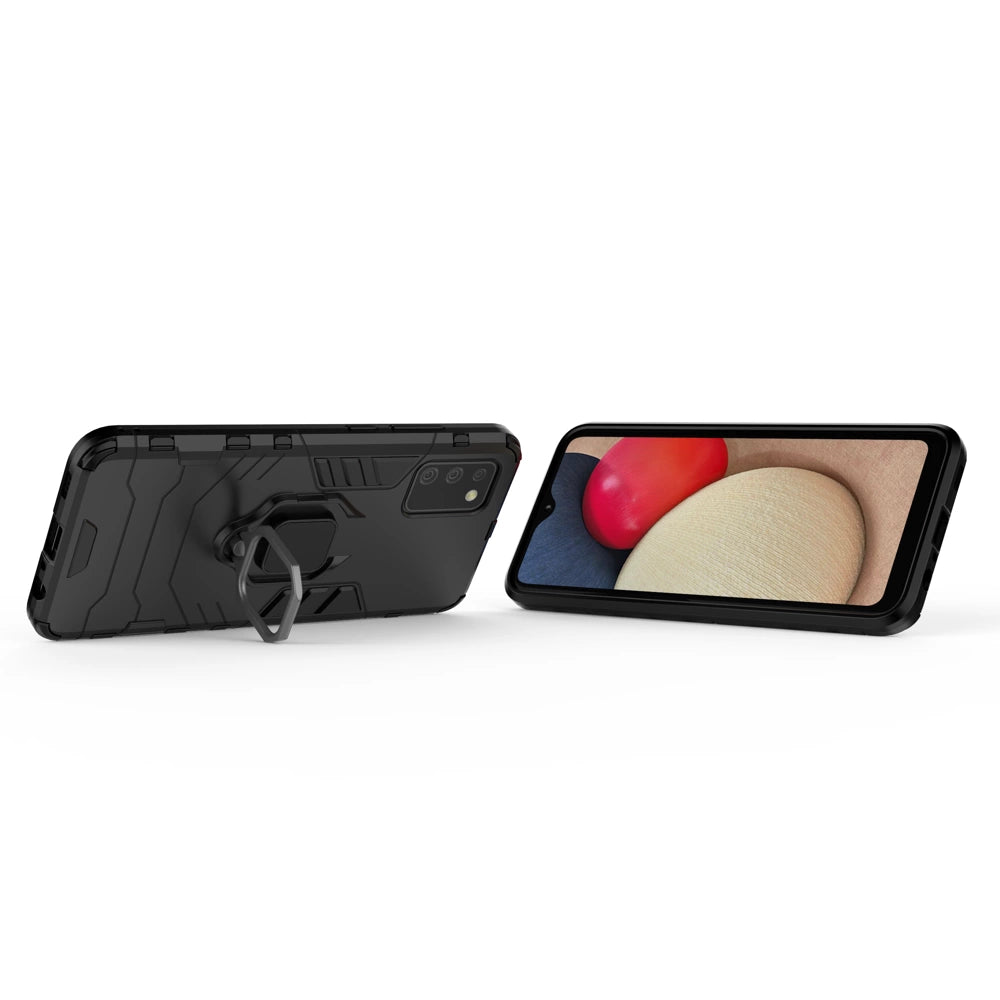 Ring Armor tough hybrid case cover + magnetic holder for Samsung Galaxy A03s (166.5) black_5
