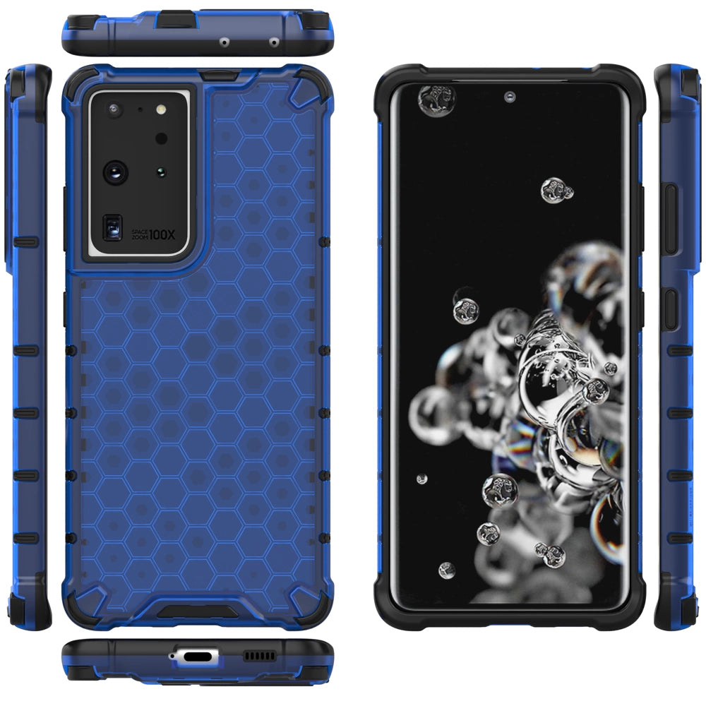 Honeycomb case armored cover with a gel frame for Samsung Galaxy S22 Ultra blue_11