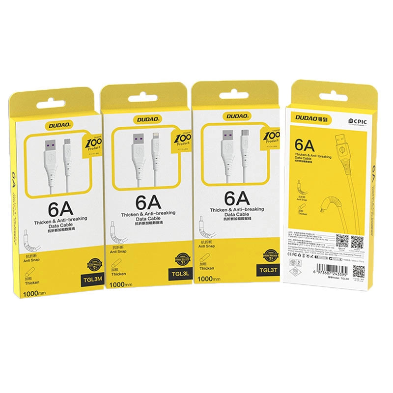Dudao cable USB - USB Type C 6A cable 1 m white (TGL3T)_4