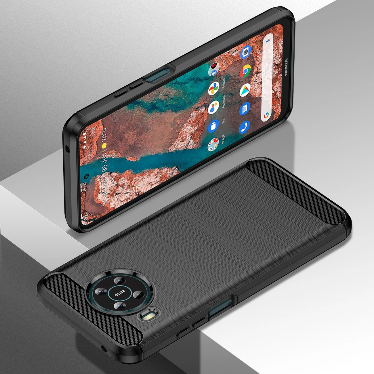 Carbon Case Flexible cover for Nokia X100 black_5