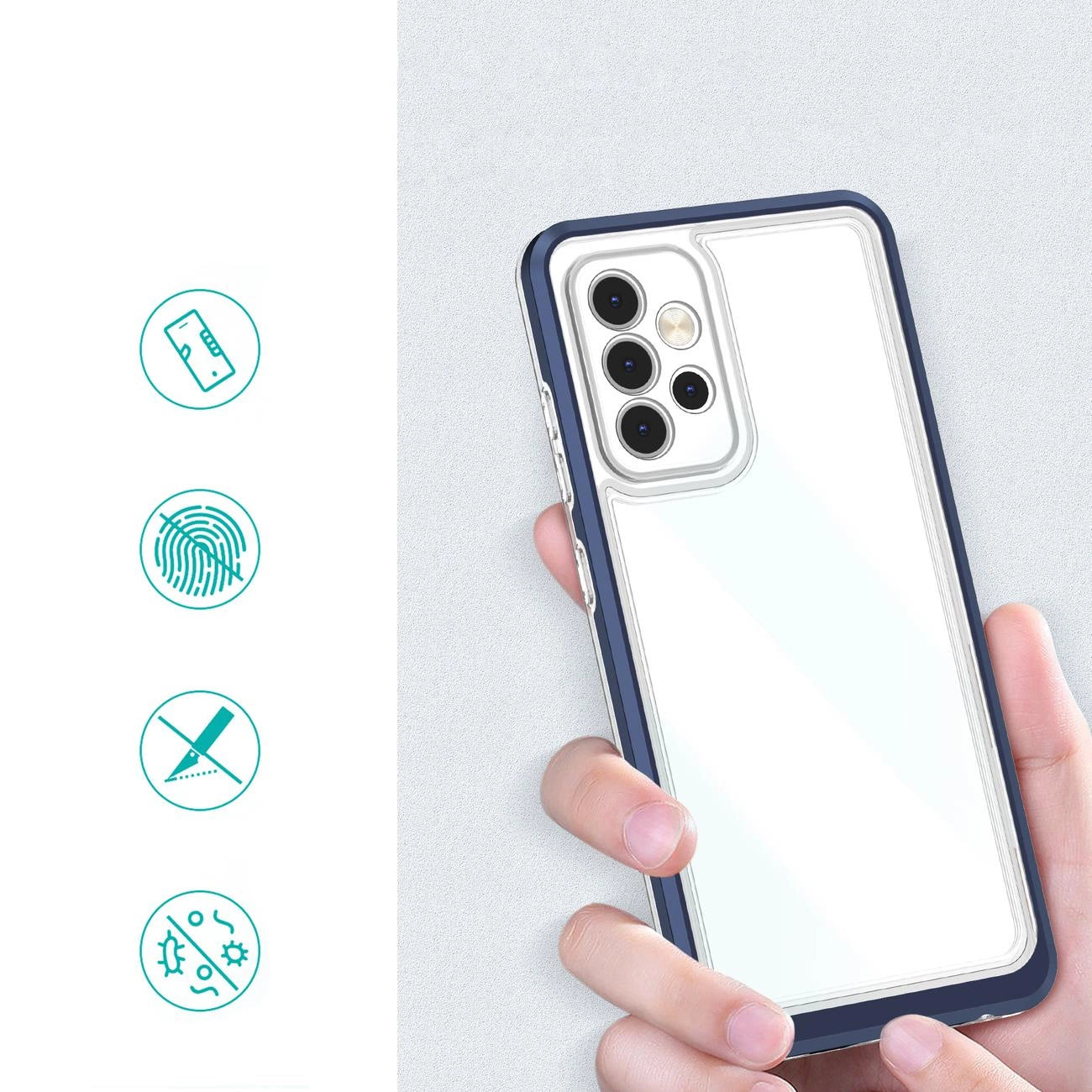 Clear 3in1 Case for Samsung Galaxy A33 5G Frame Gel Cover Blue_1