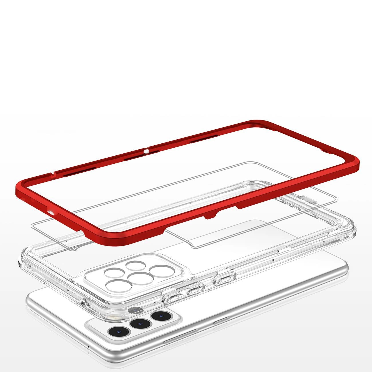 Clear 3in1 Case for Samsung Galaxy A33 5G Frame Gel Cover Red_4