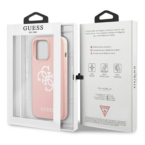 Guess GUHCP13LLS4GWPI iPhone 13 Pro / 13 6.1" pink/pink hard case Silicone 4G Logo_7