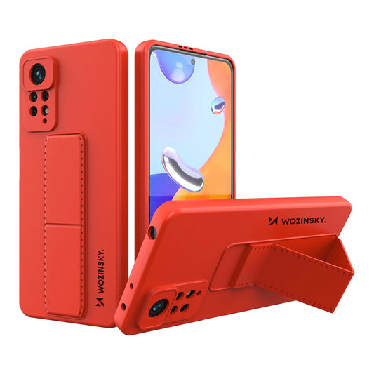 Wozinsky Kickstand Case Silicone Stand Cover for Xiaomi Redmi Note 11 Pro red_0