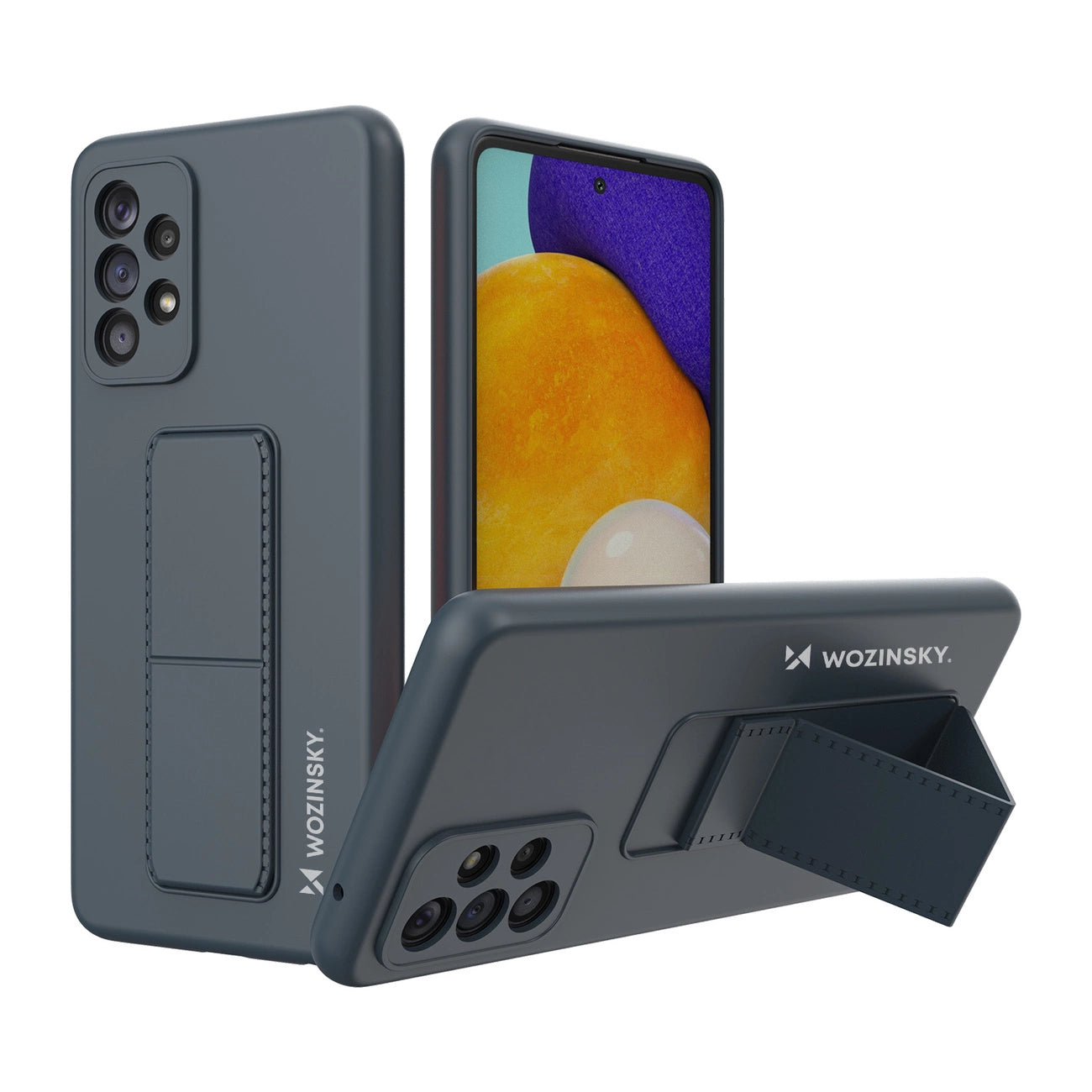 Wozinsky Kickstand Case silicone stand cover for Samsung Galaxy A73 navy blue_0