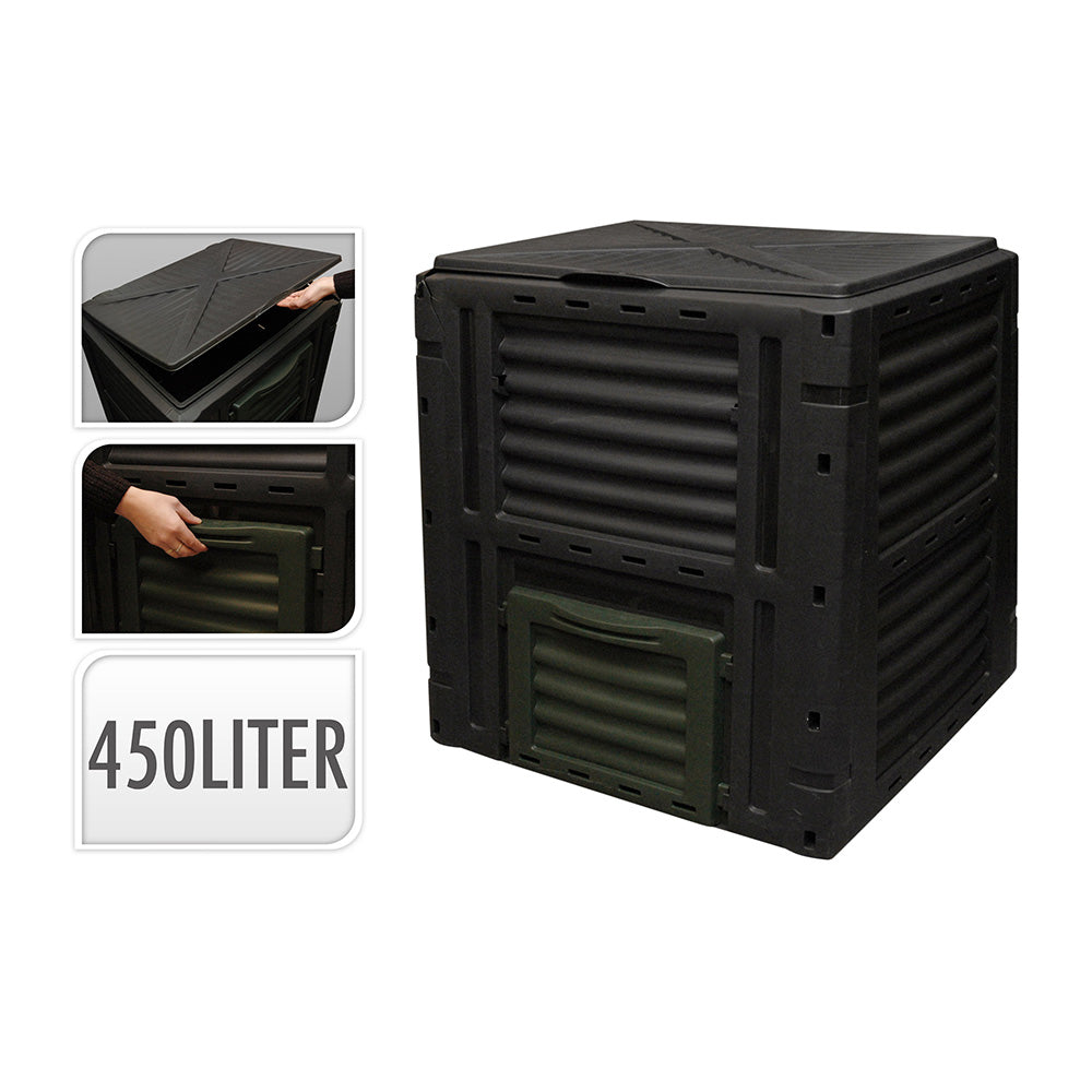 Caixa de compostagem 450 l cor preta 80x80x81cm progarden_0