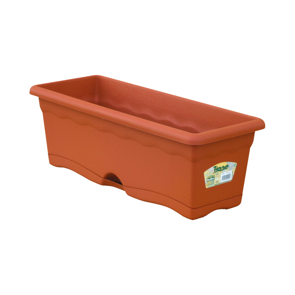 Floreira com prato integrado cor terracota 50x20cm_0