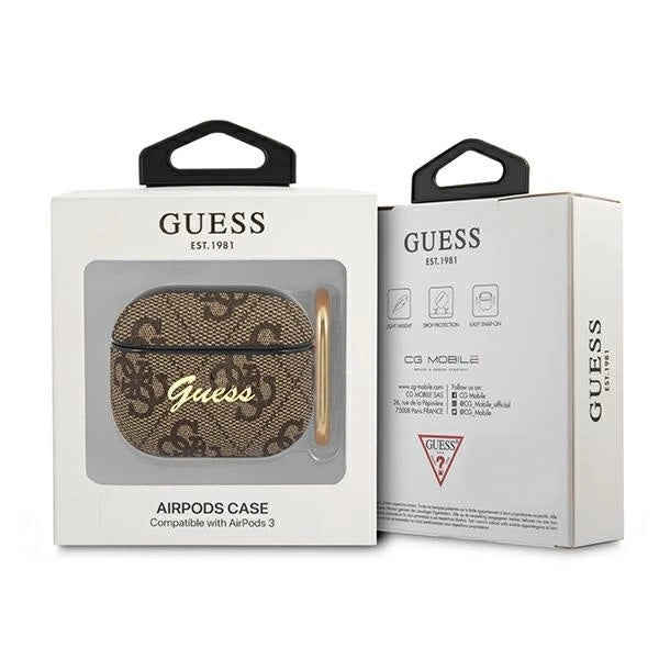 Guess GUA34GSMW AirPods 3 cover brązowy/brown 4G Script Metal Collection_2