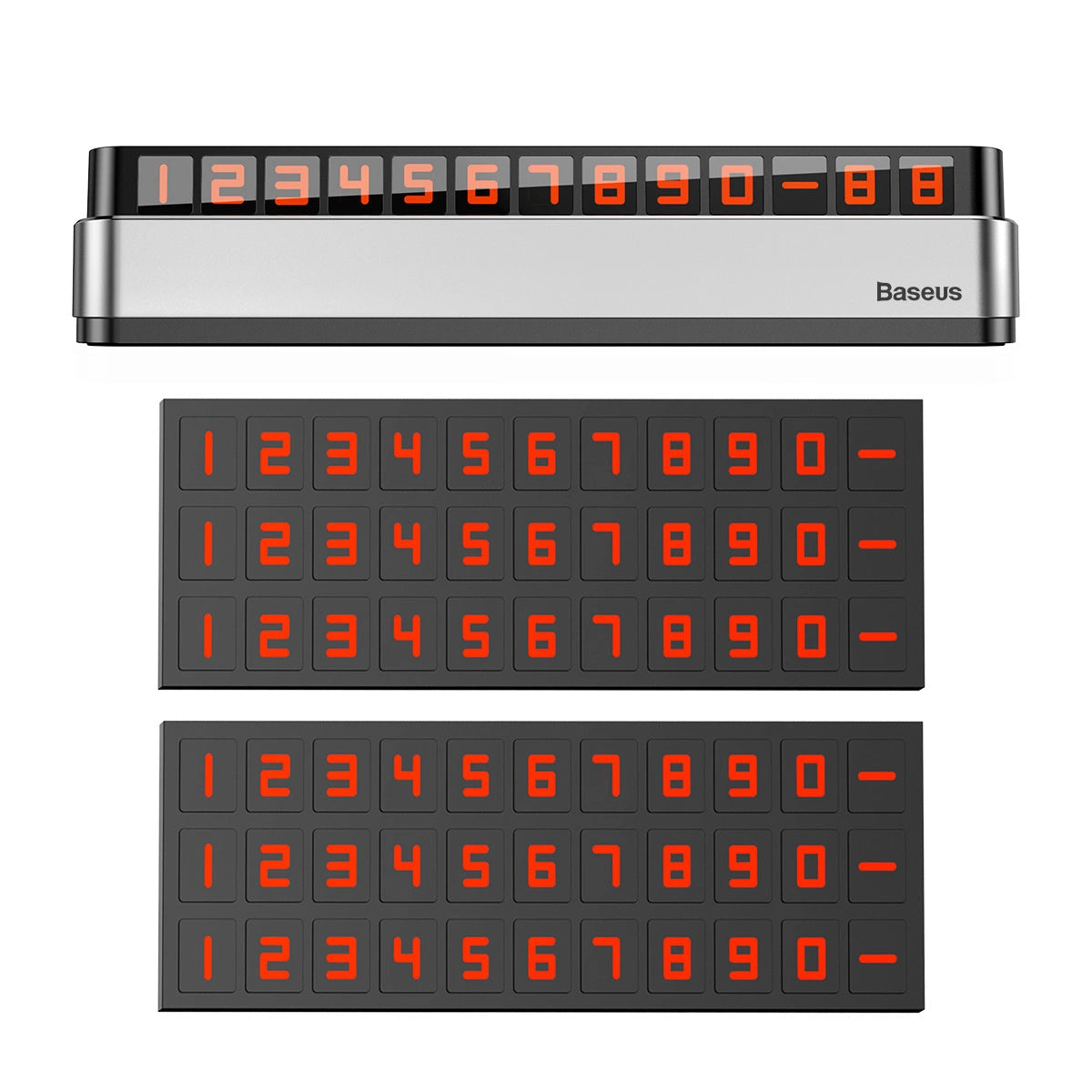 Baseus Moonlight Box Series silver parking number plate with telephone number_7