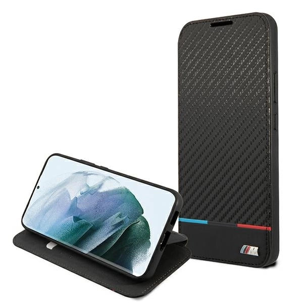 Etui BMW BMBKS22MPUCARTCBK S22+ S906 czarny/black bookcase M Collection Triangles_3