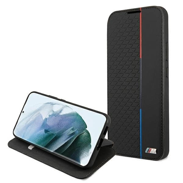 Etui BMW BMBKS22MTRTBK S22+ S906 czarny/black bookcase M Collection Triangles_4