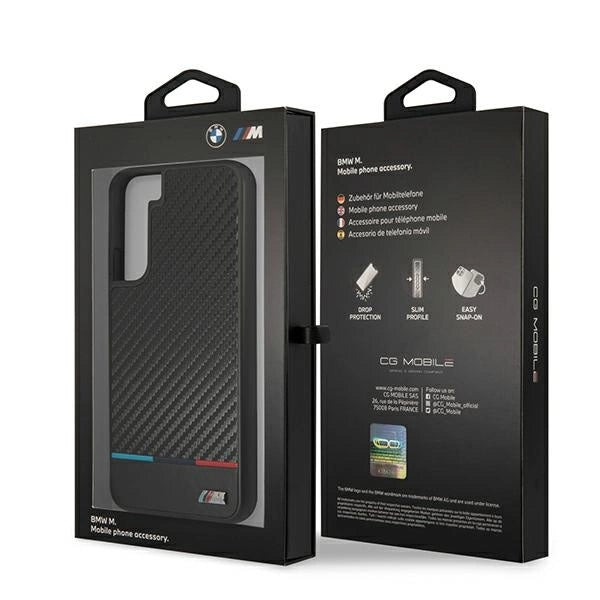 Etui hardcase BMW BMHCS22MPUCARTCBK S22+ S906 black/czarny M Collection Triangles_7