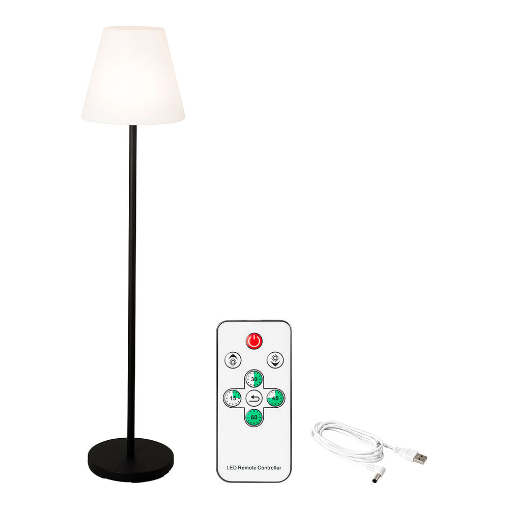 Candeeiro de pé cor branco e preto para interior-exterior recarregável com comando 150cm 894459_0