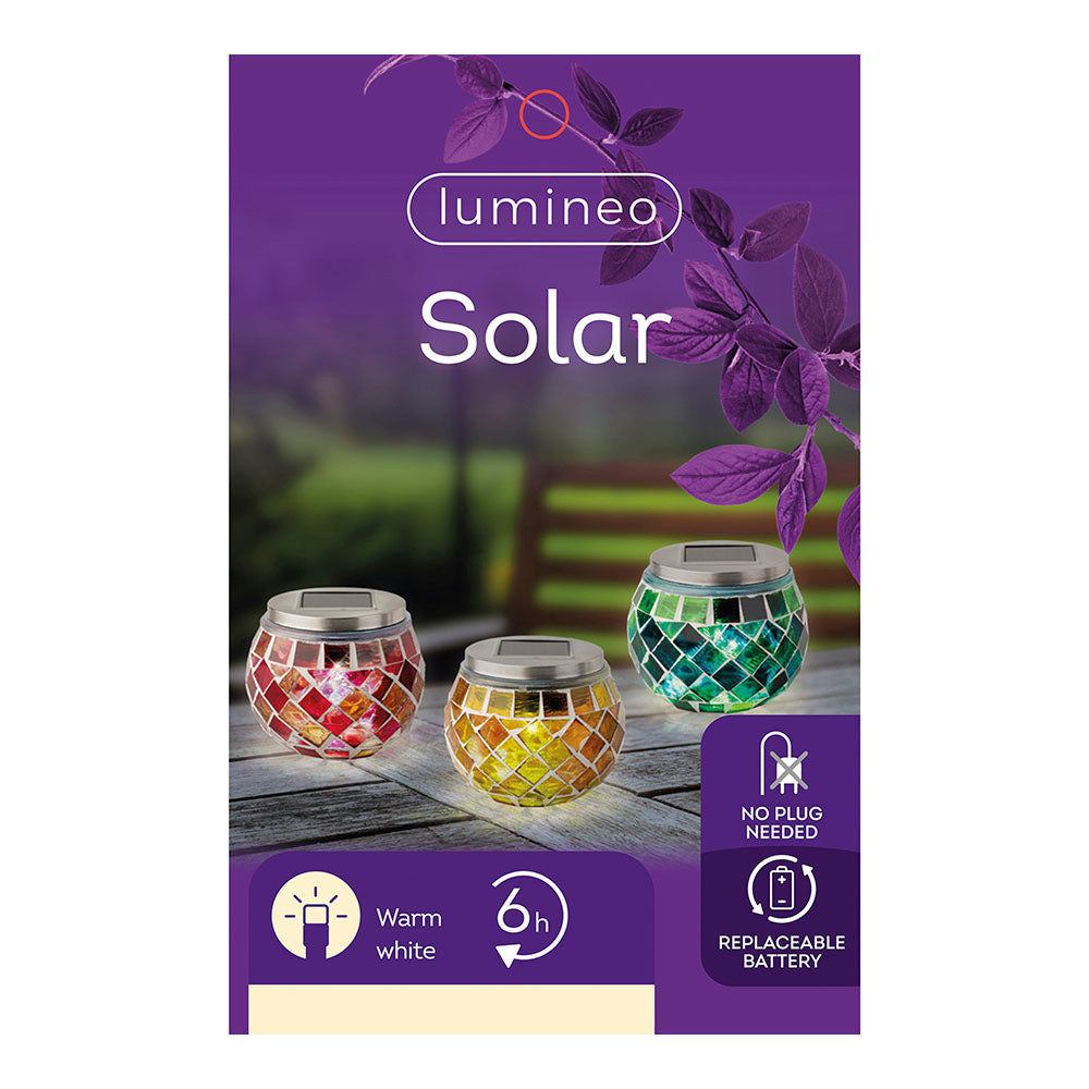 Candeeiro solar design mosaico 9cm cores sortidas 894596_0