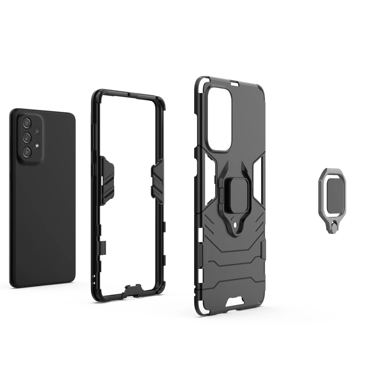 Ring Armor tough hybrid case cover + magnetic holder for Samsung Galaxy A73 black_1