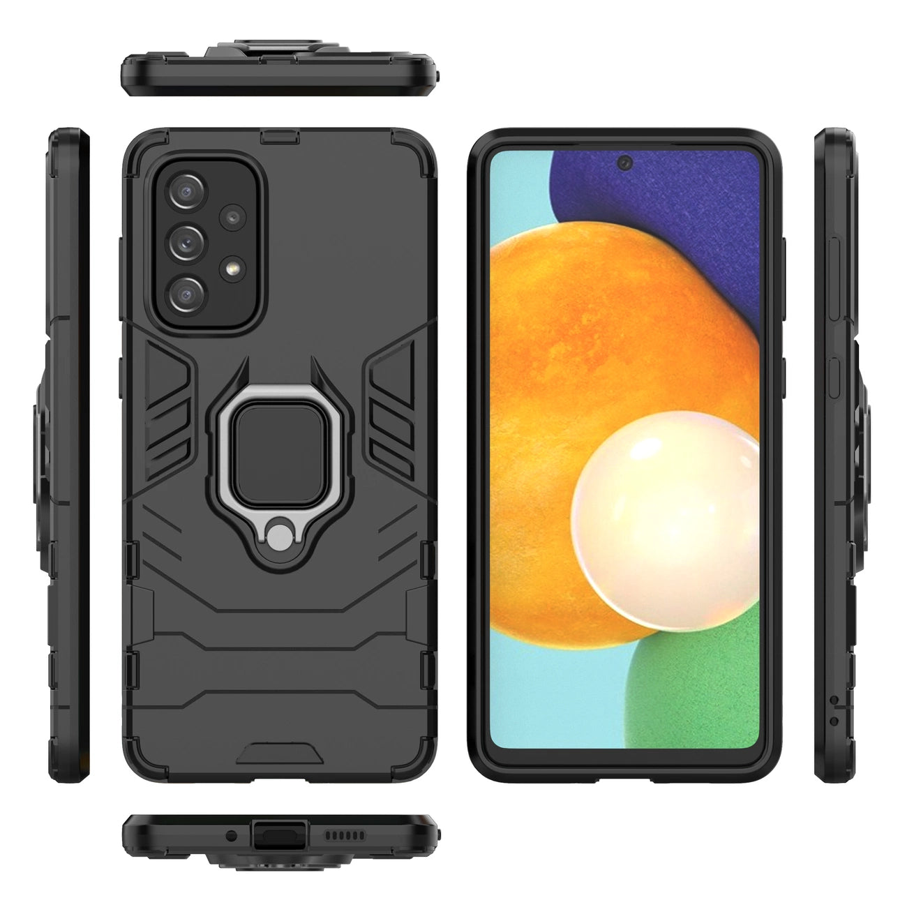 Ring Armor tough hybrid case cover + magnetic holder for Samsung Galaxy A73 black_4