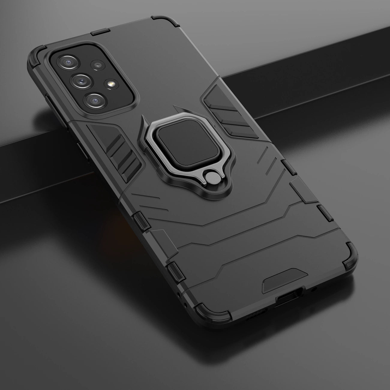 Ring Armor tough hybrid case cover + magnetic holder for Samsung Galaxy A73 black_6