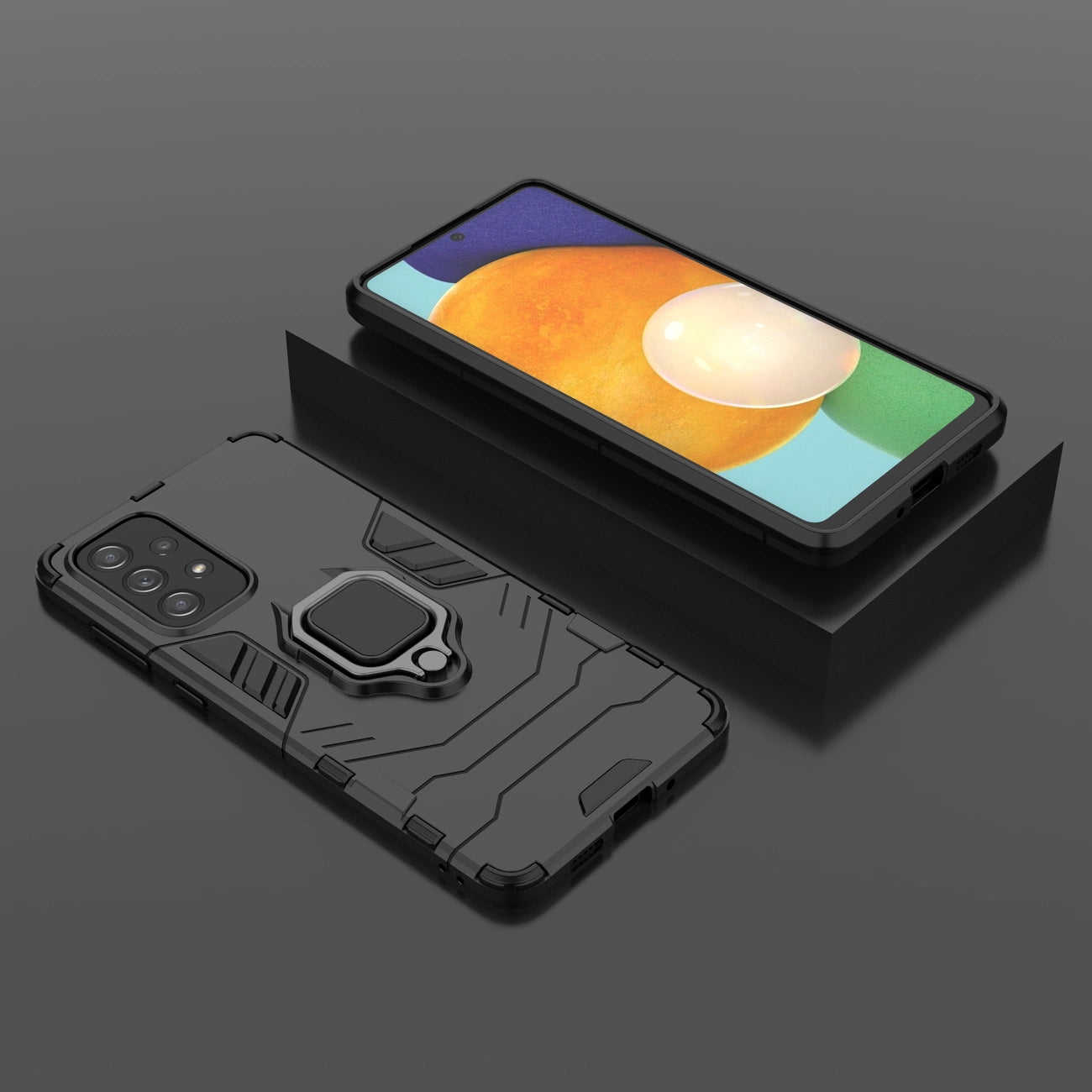 Ring Armor tough hybrid case cover + magnetic holder for Samsung Galaxy A73 black_7