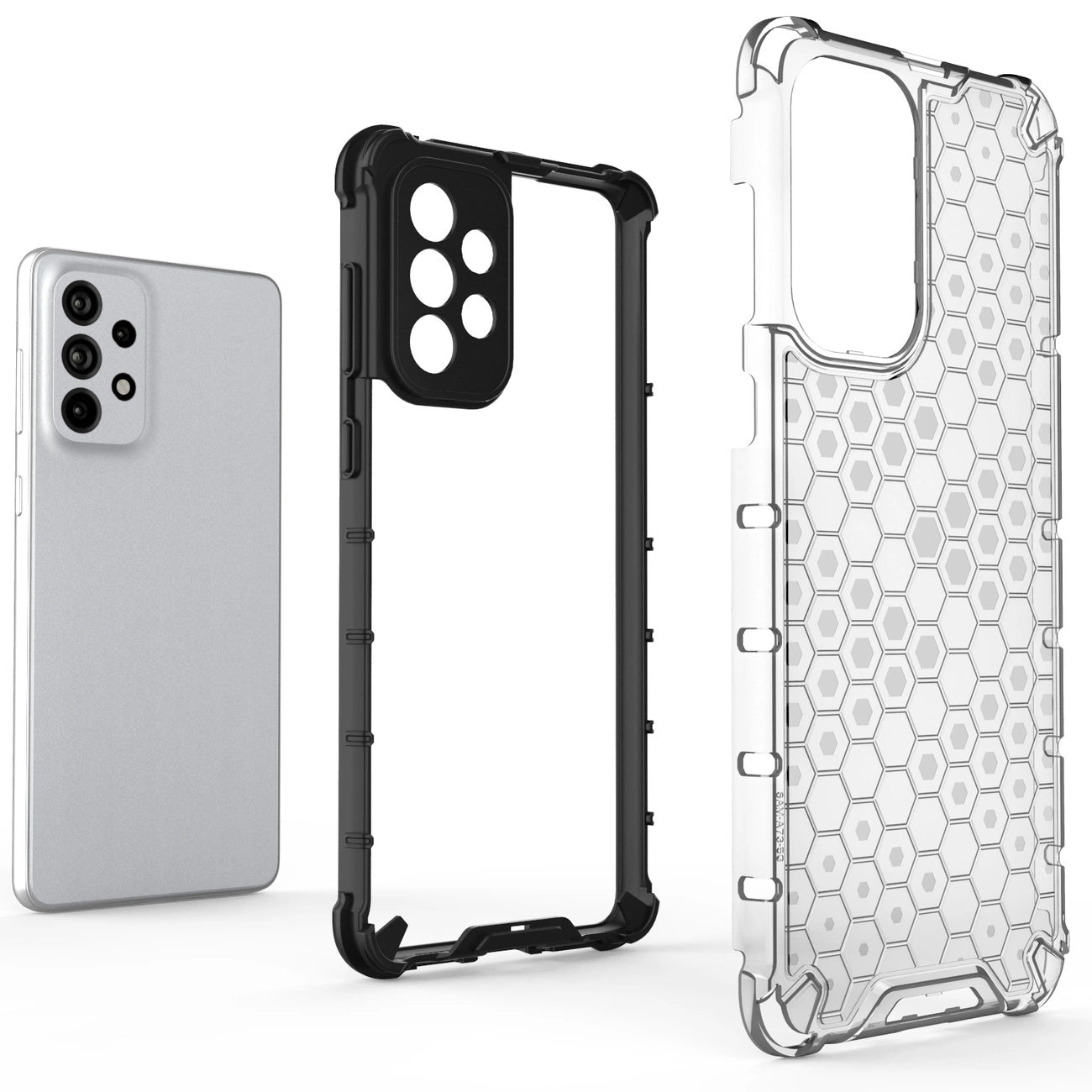 Honeycomb case armored cover with a gel frame for Samsung Galaxy A73 black_4
