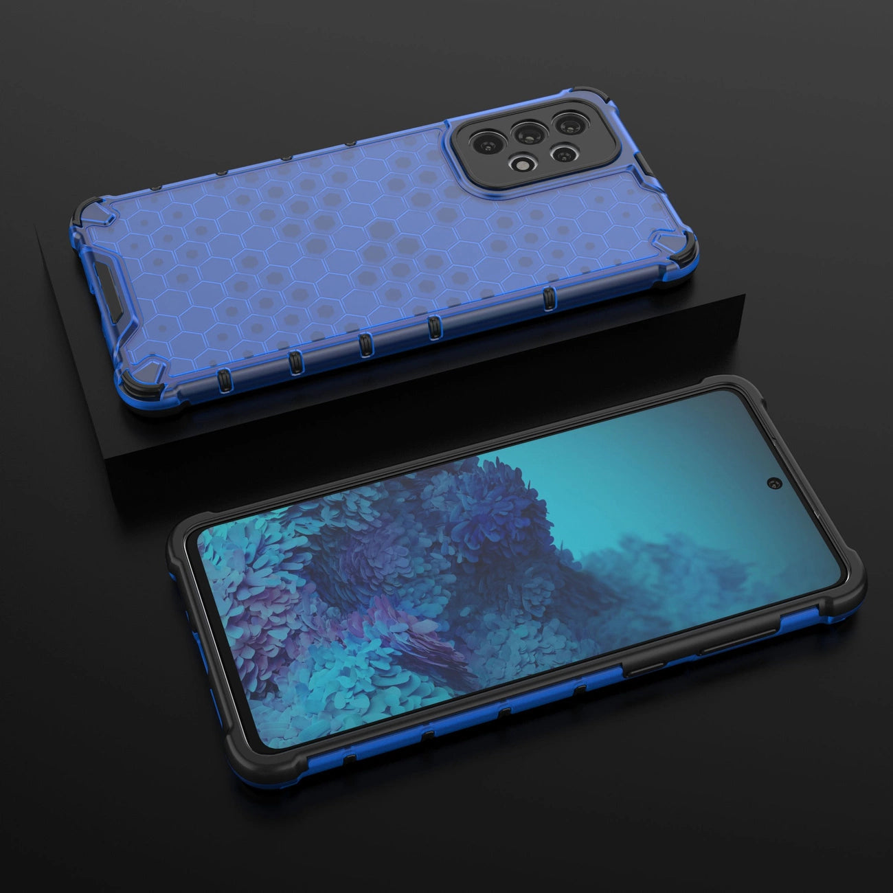 Honeycomb case armored cover with a gel frame for Samsung Galaxy A73 blue_18