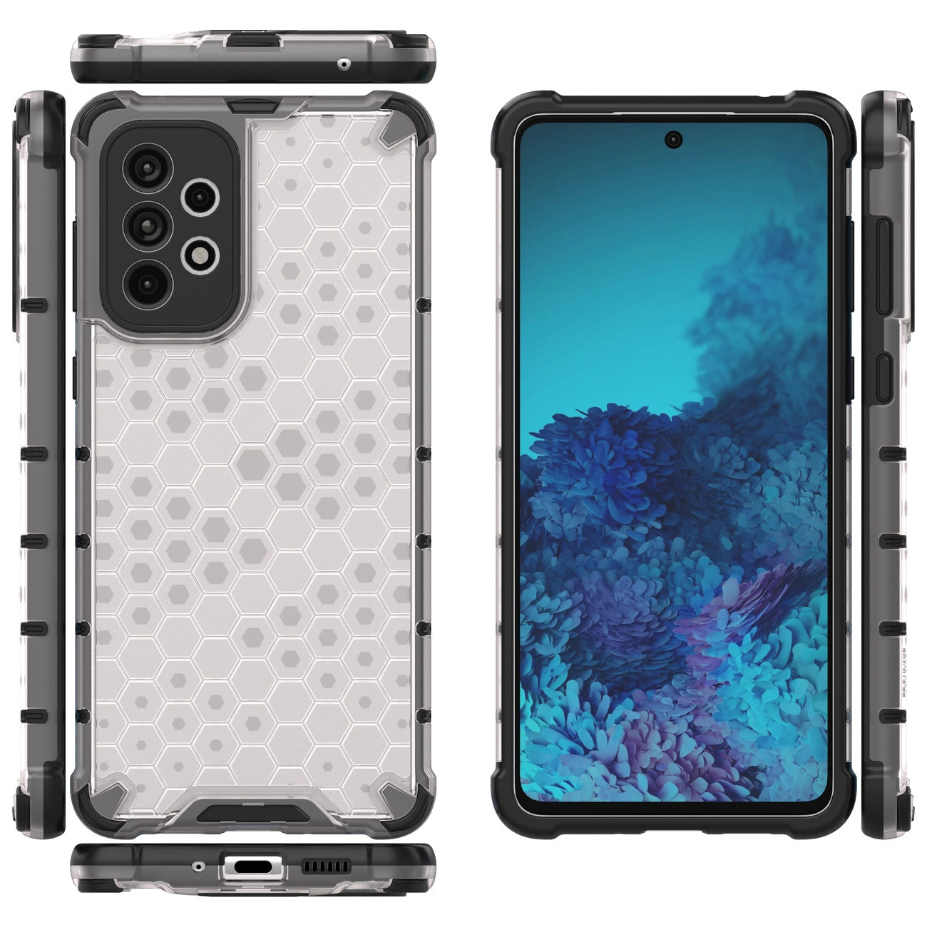 Honeycomb case armored cover with a gel frame for Samsung Galaxy A73 transparent_17