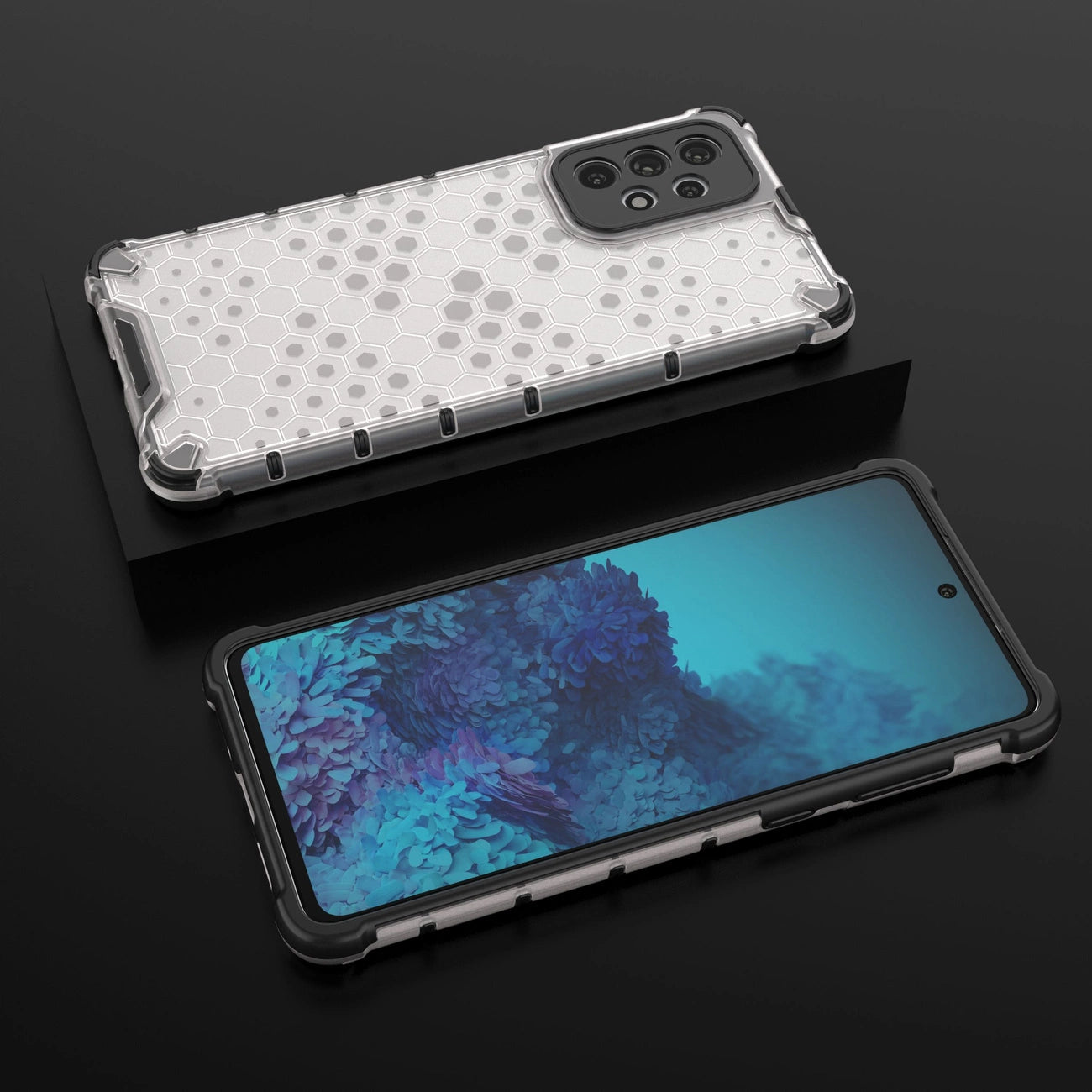 Honeycomb case armored cover with a gel frame for Samsung Galaxy A73 transparent_18
