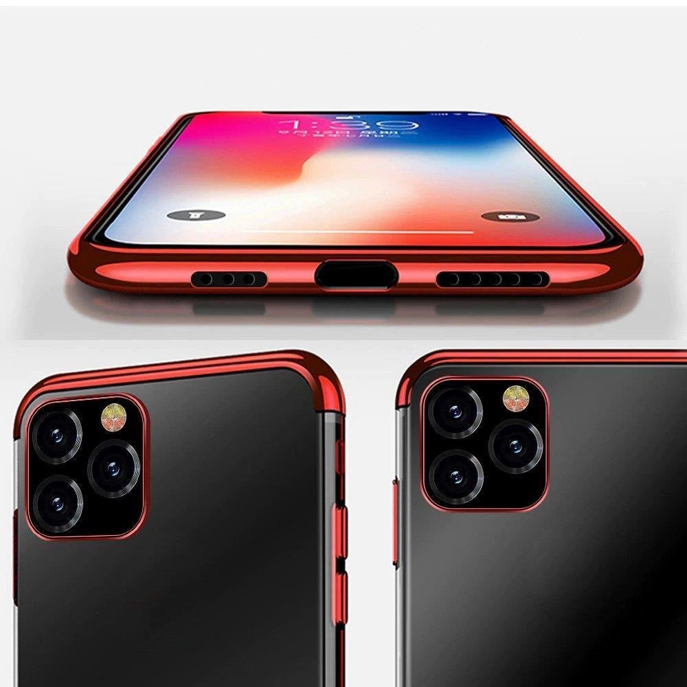 Clear Color case TPU gel cover with metallic frame for Samsung Galaxy S22 + (S22 Plus) red_9