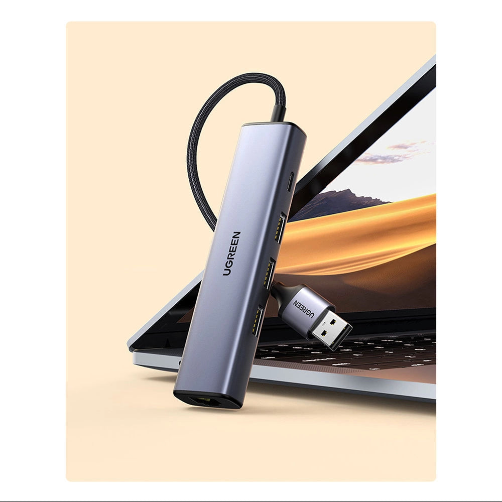 Ugreen multifunctional adapter HUB USB 3.0 - 3 x USB / Ethernet RJ-45 / USB Type C PD gray (CM475)_13