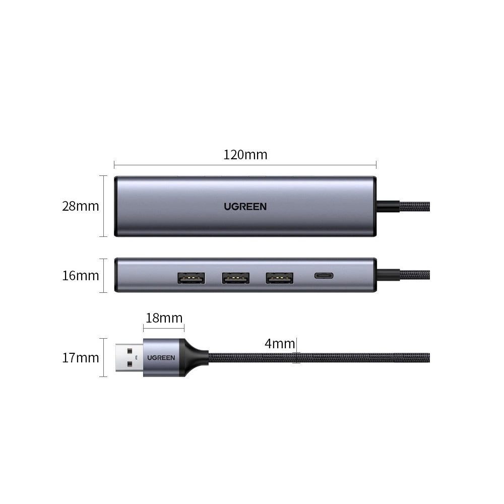 Ugreen multifunctional adapter HUB USB 3.0 - 3 x USB / Ethernet RJ-45 / USB Type C PD gray (CM475)_26