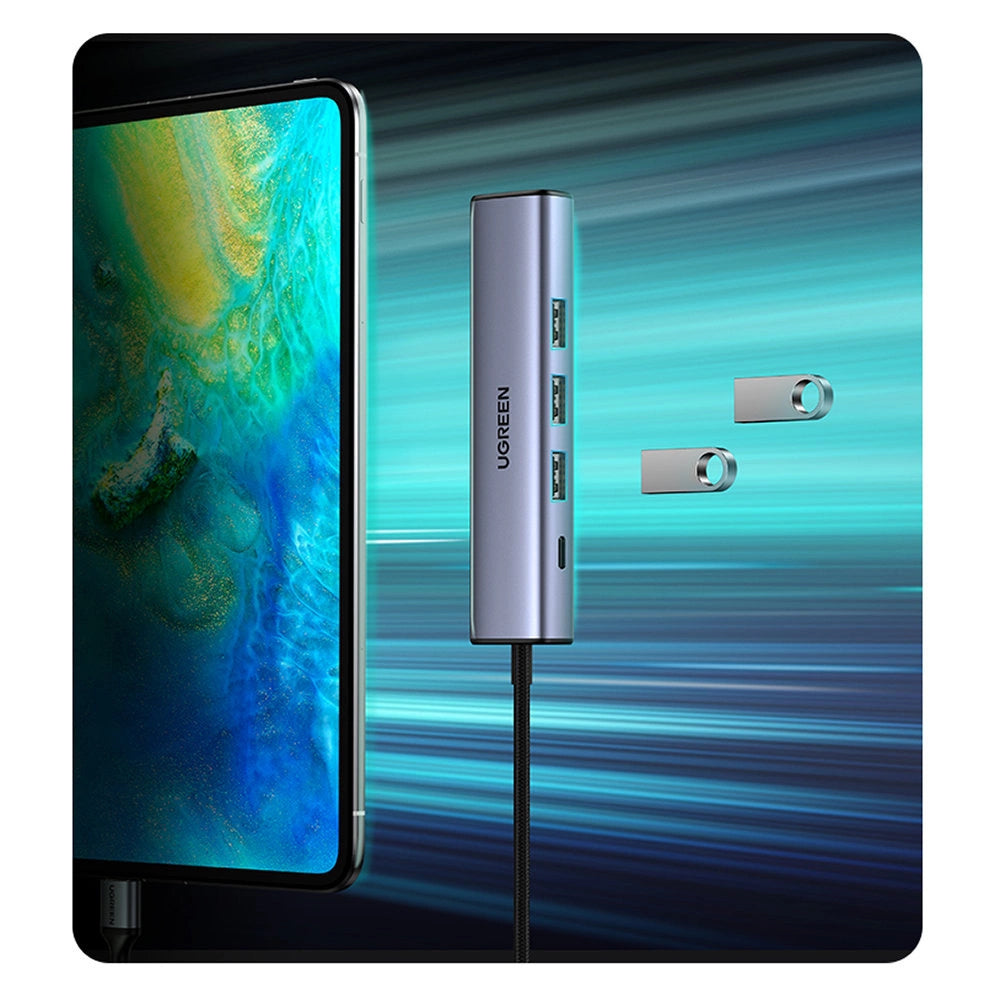 Ugreen multifunctional adapter HUB USB 3.0 - 3 x USB / Ethernet RJ-45 / USB Type C PD gray (CM475)_15