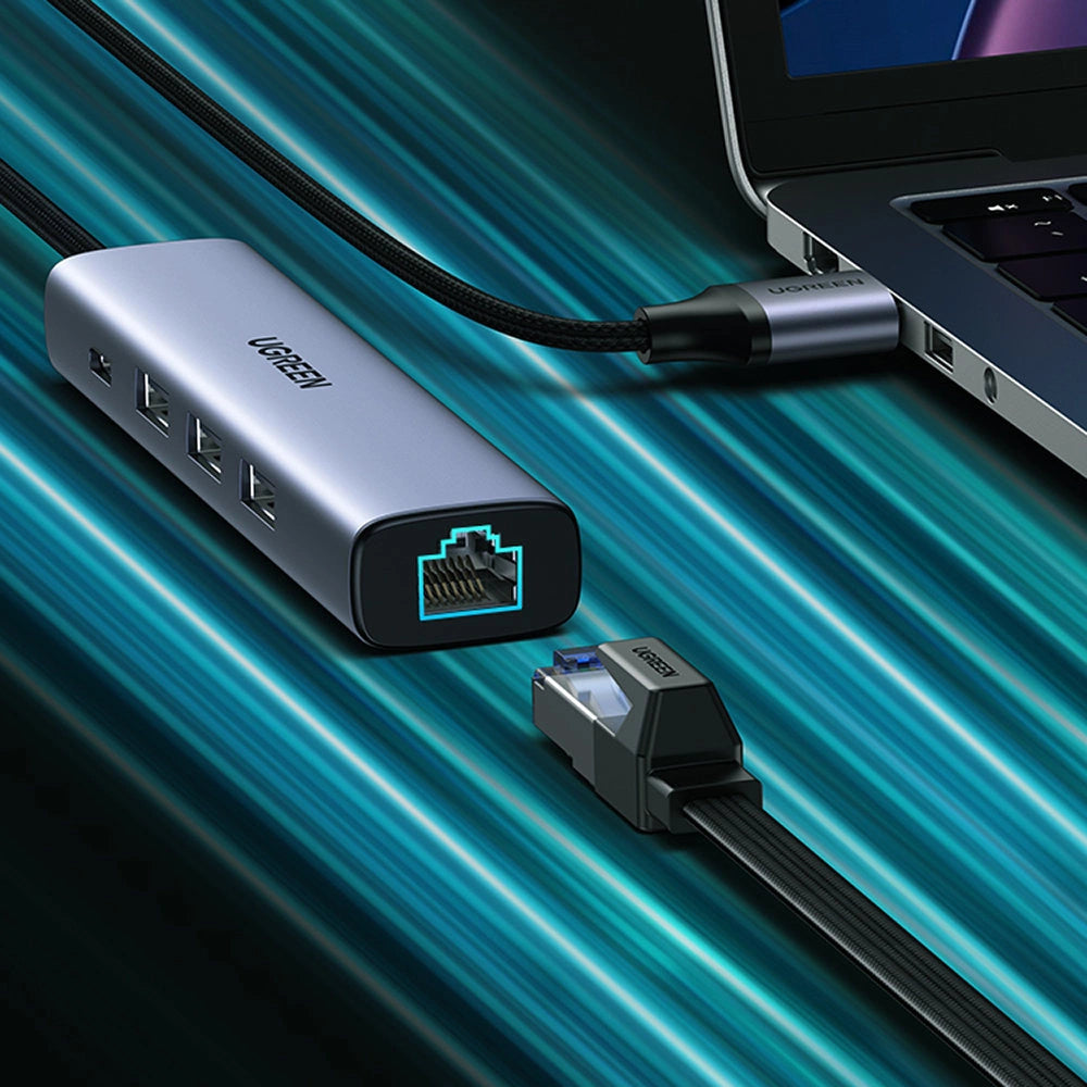 Ugreen multifunctional adapter HUB USB 3.0 - 3 x USB / Ethernet RJ-45 / USB Type C PD gray (CM475)_16