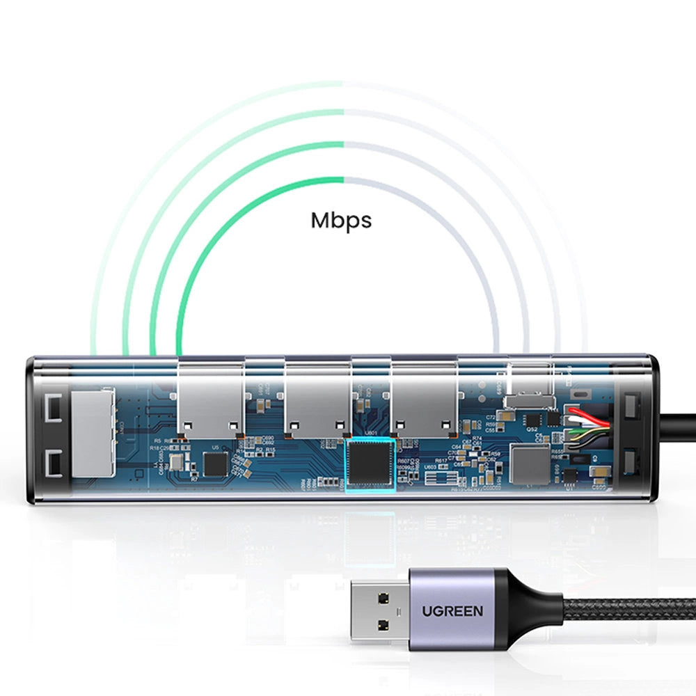 Ugreen multifunctional adapter HUB USB 3.0 - 3 x USB / Ethernet RJ-45 / USB Type C PD gray (CM475)_20