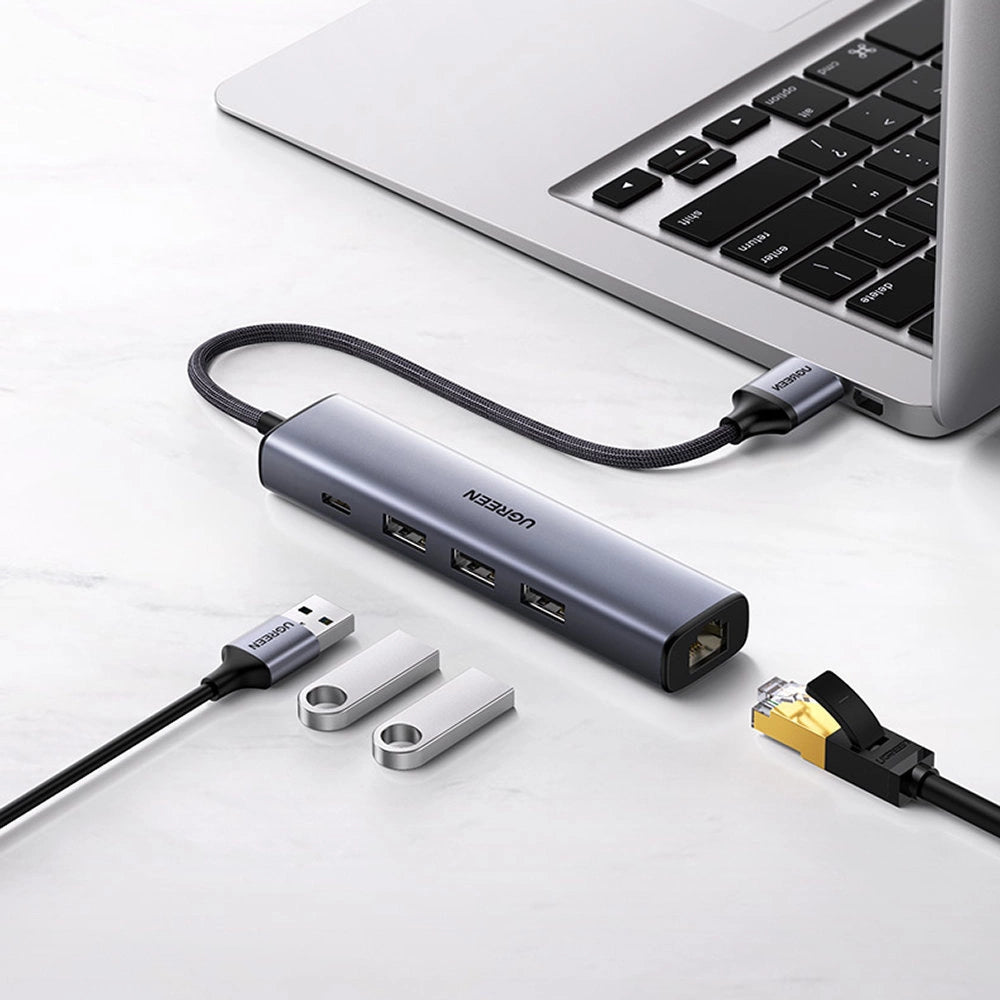 Ugreen multifunctional adapter HUB USB 3.0 - 3 x USB / Ethernet RJ-45 / USB Type C PD gray (CM475)_4