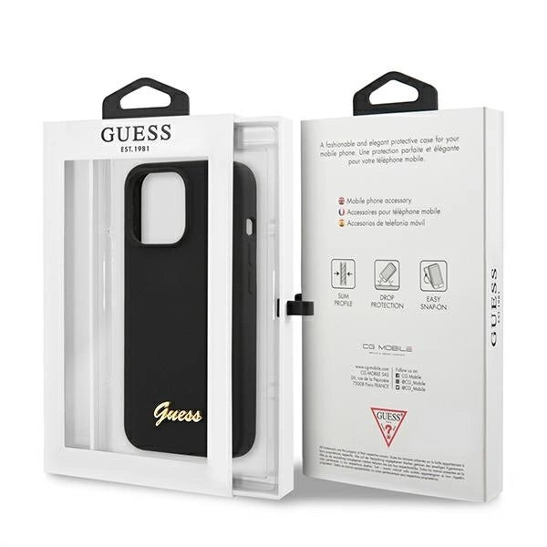 Guess GUHMP13XLSLMGBK iPhone 13 Pro Max 6.7" black/black hardcase Silicone Script Gold Logo MagSafe_7