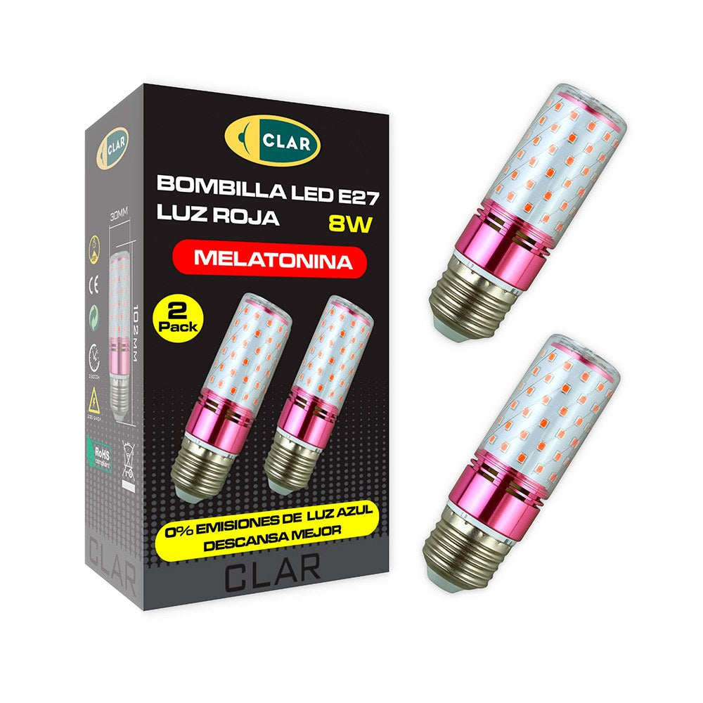 Lâmpada tubular vermelha de melatonina e27 8 w, 2 unidades_0