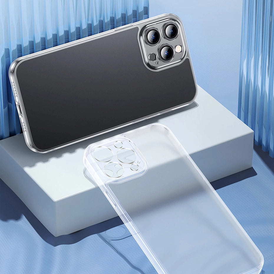 Baseus Frosted Glass Case Cover for iPhone 13 Pro Hard Cover with Gel Frame Transparent (ARWS000702)_11
