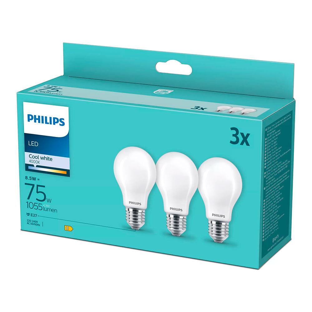 Lâmpada led de filamento mate; e27; 8,5 w (equiv. 75 w); 1055 lm; 4000 k; luz dia, pack 3 unidades_0