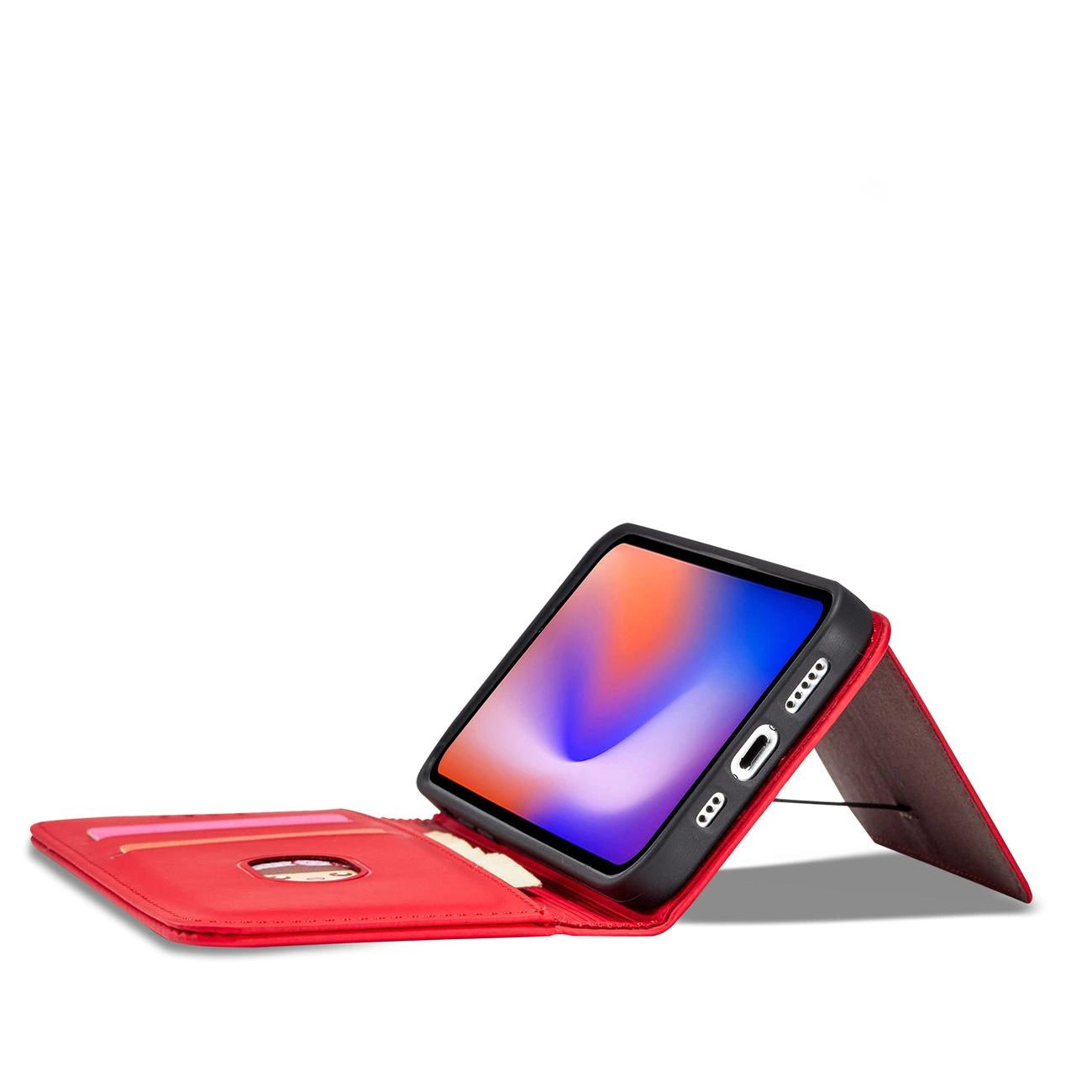 Magnet Card Case for iPhone 12 Pro Max Pouch Card Wallet Card Holder Red_9