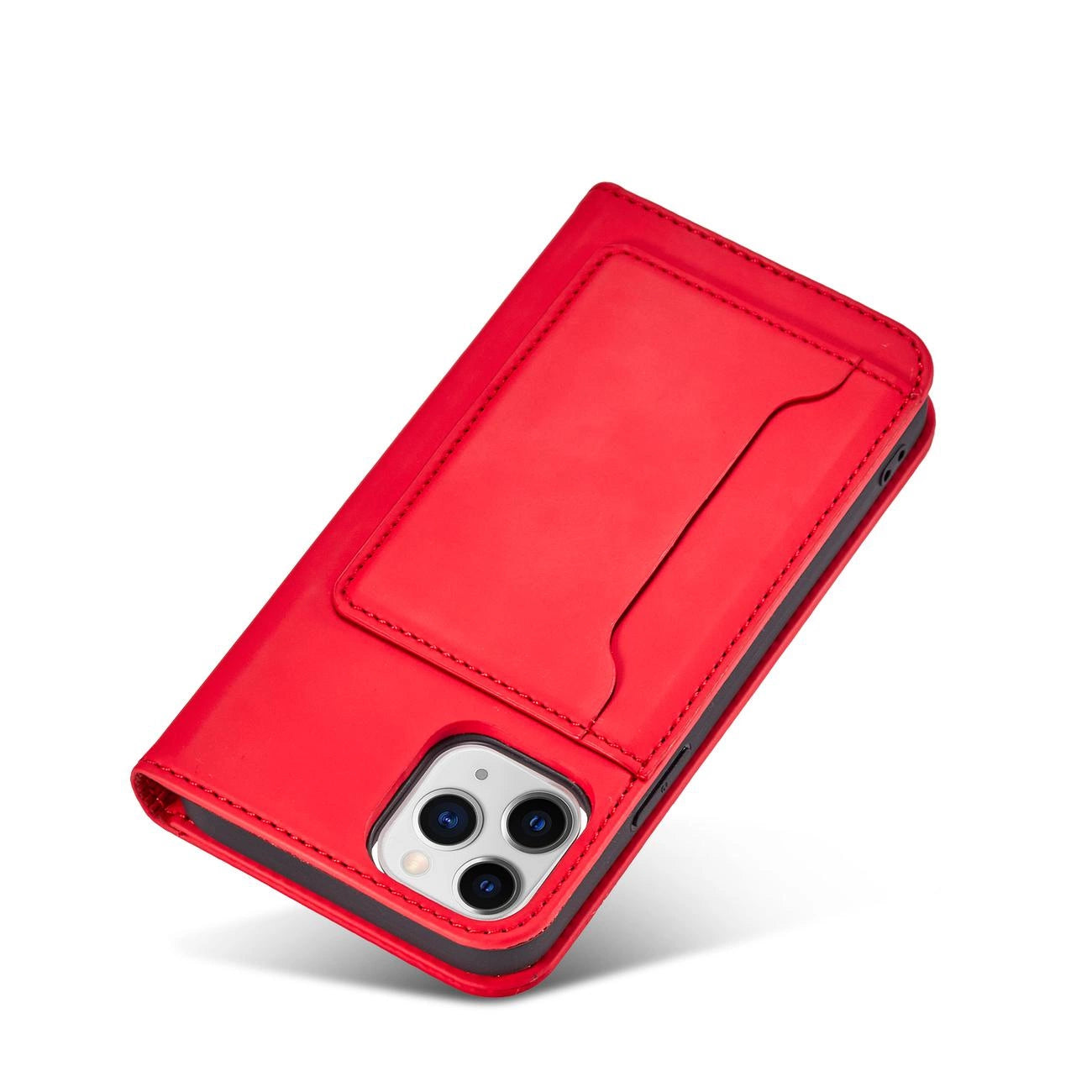 Magnet Card Case for iPhone 12 Pro Max Pouch Card Wallet Card Holder Red_6
