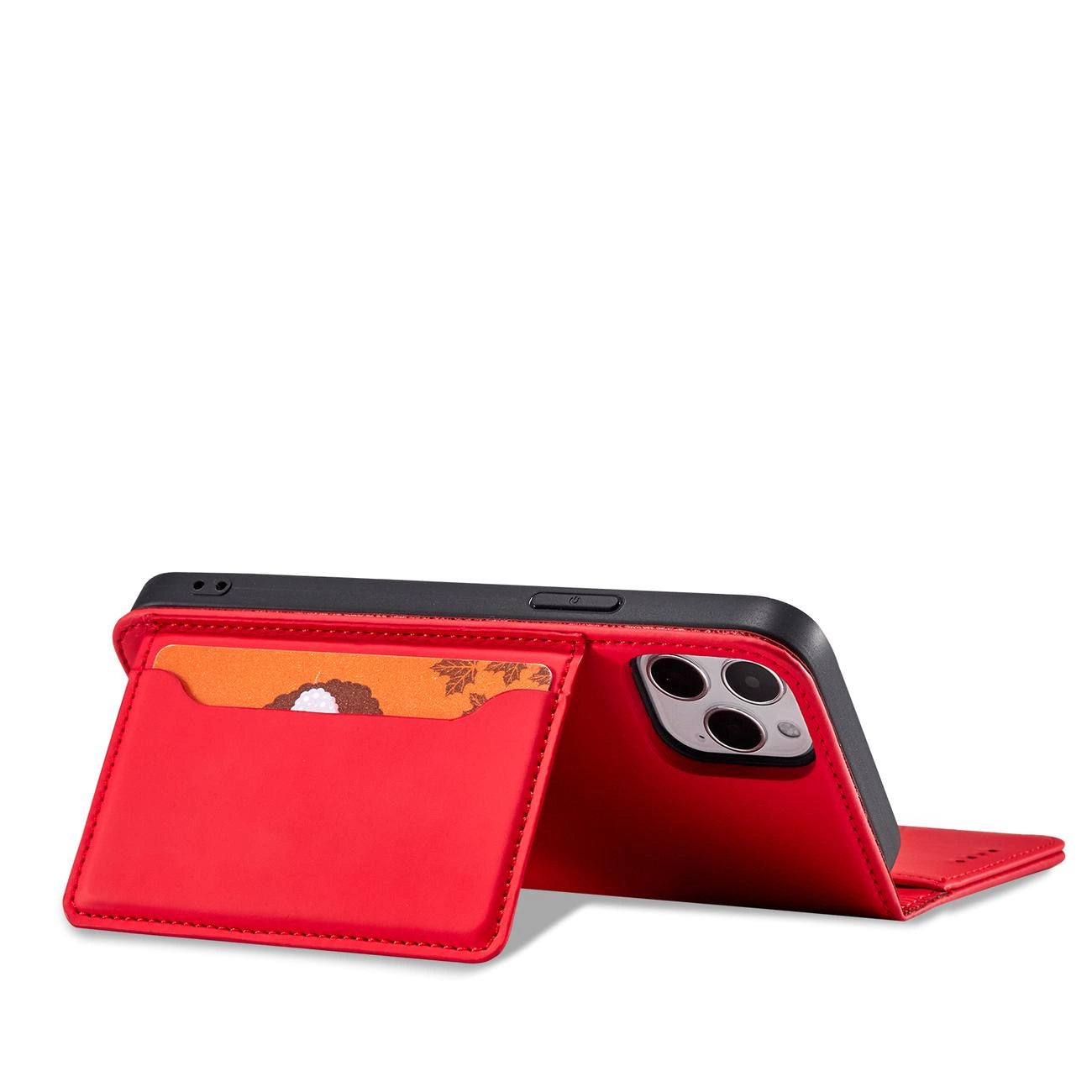 Magnet Card Case for iPhone 12 Pro Max Pouch Card Wallet Card Holder Red_8
