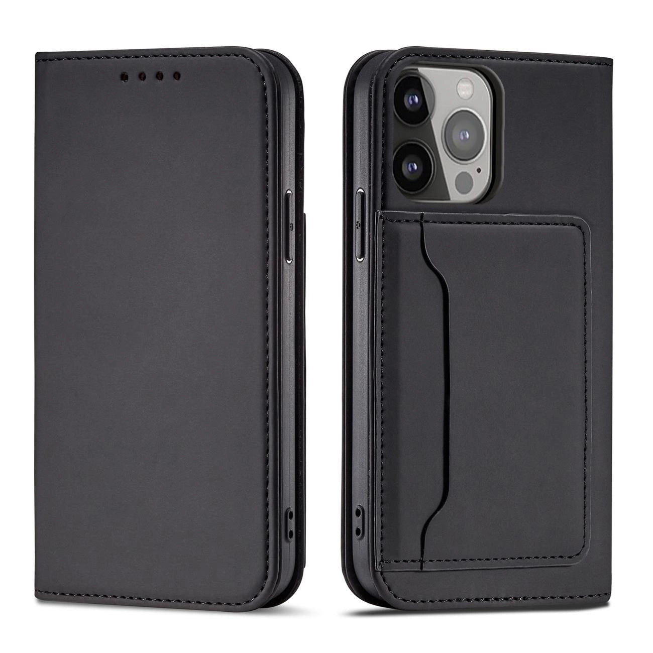 Magnet Card Case for iPhone 13 Pro Pouch Card Wallet Card Holder Black_0