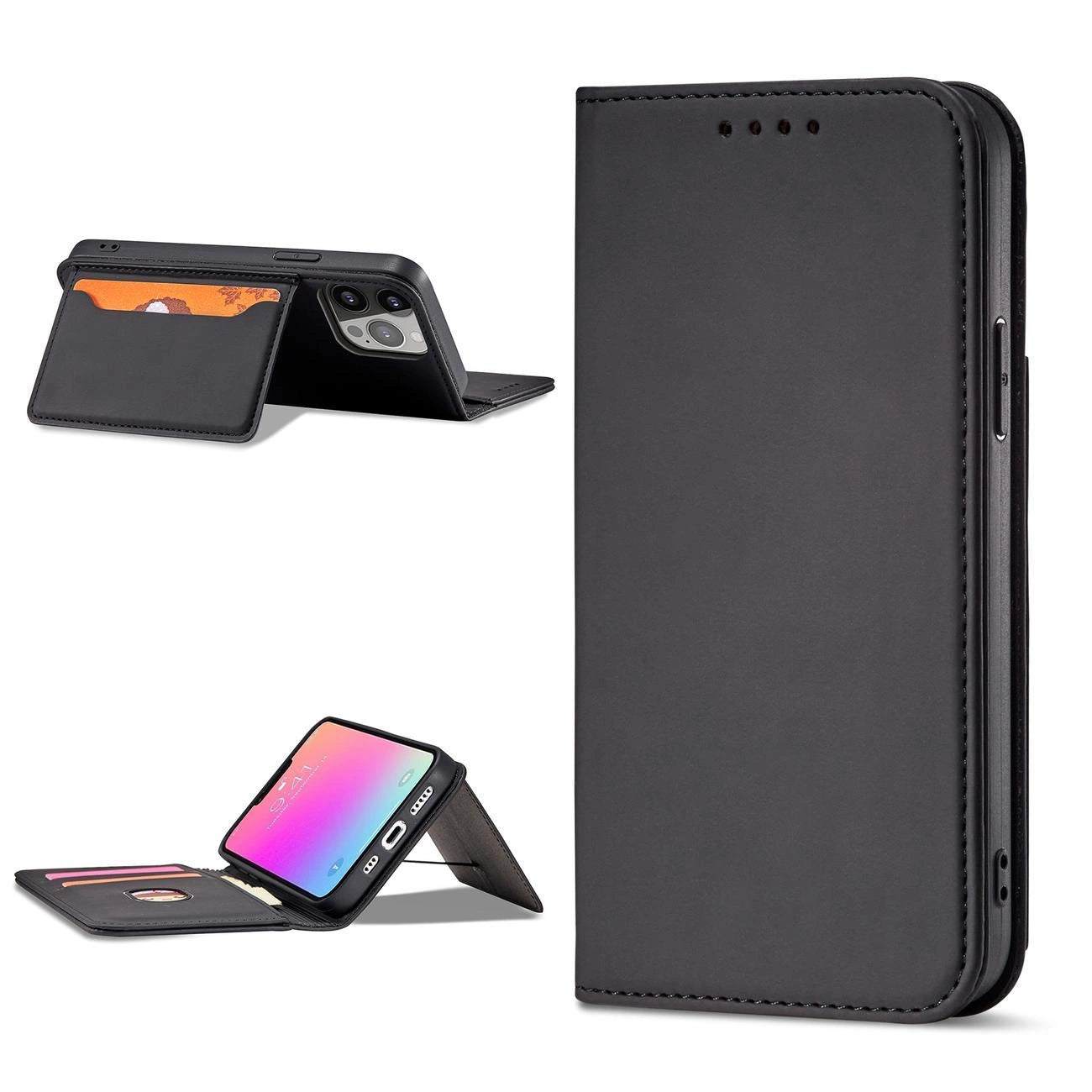 Magnet Card Case for iPhone 13 Pro Pouch Card Wallet Card Holder Black_11