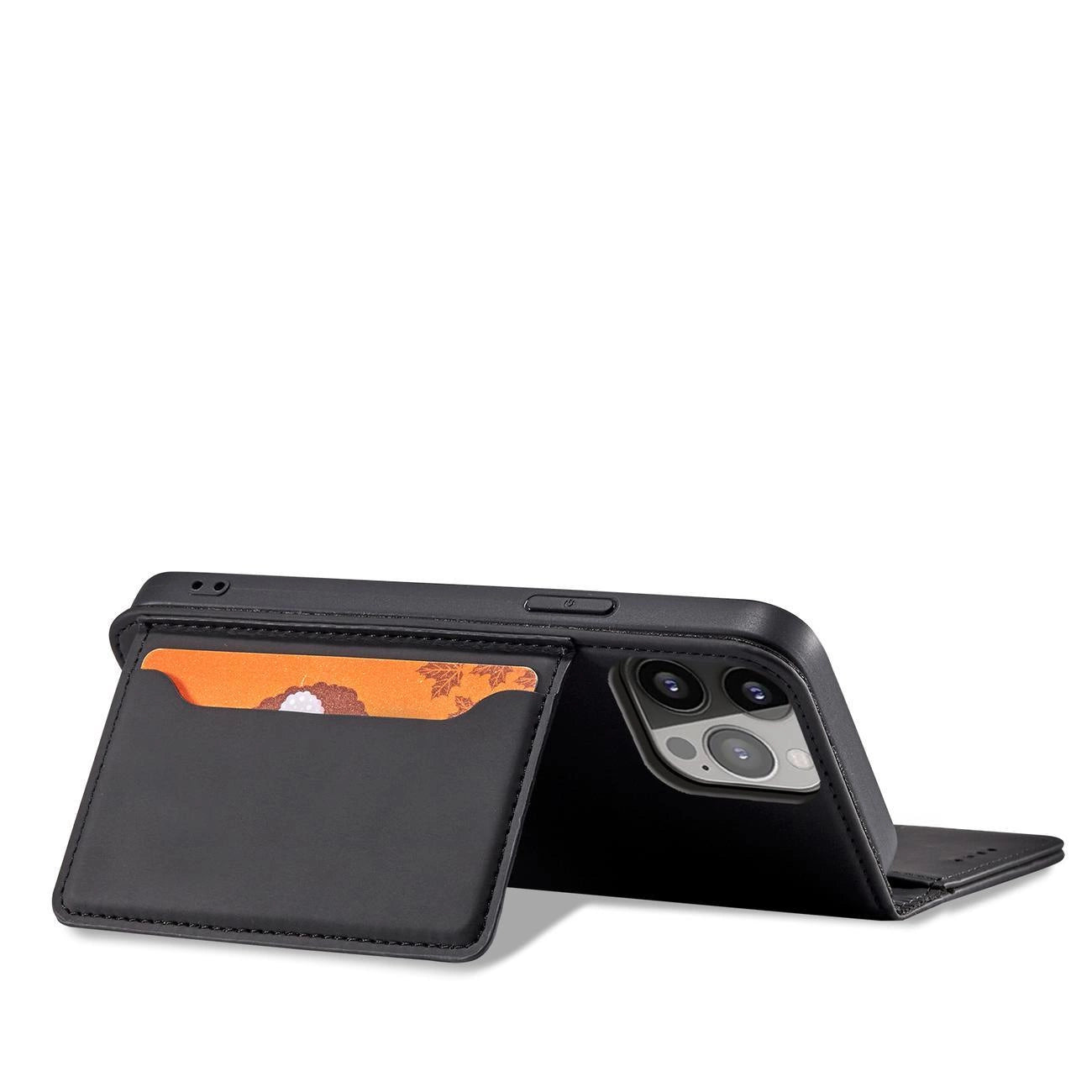 Magnet Card Case for iPhone 13 Pro Pouch Card Wallet Card Holder Black_2
