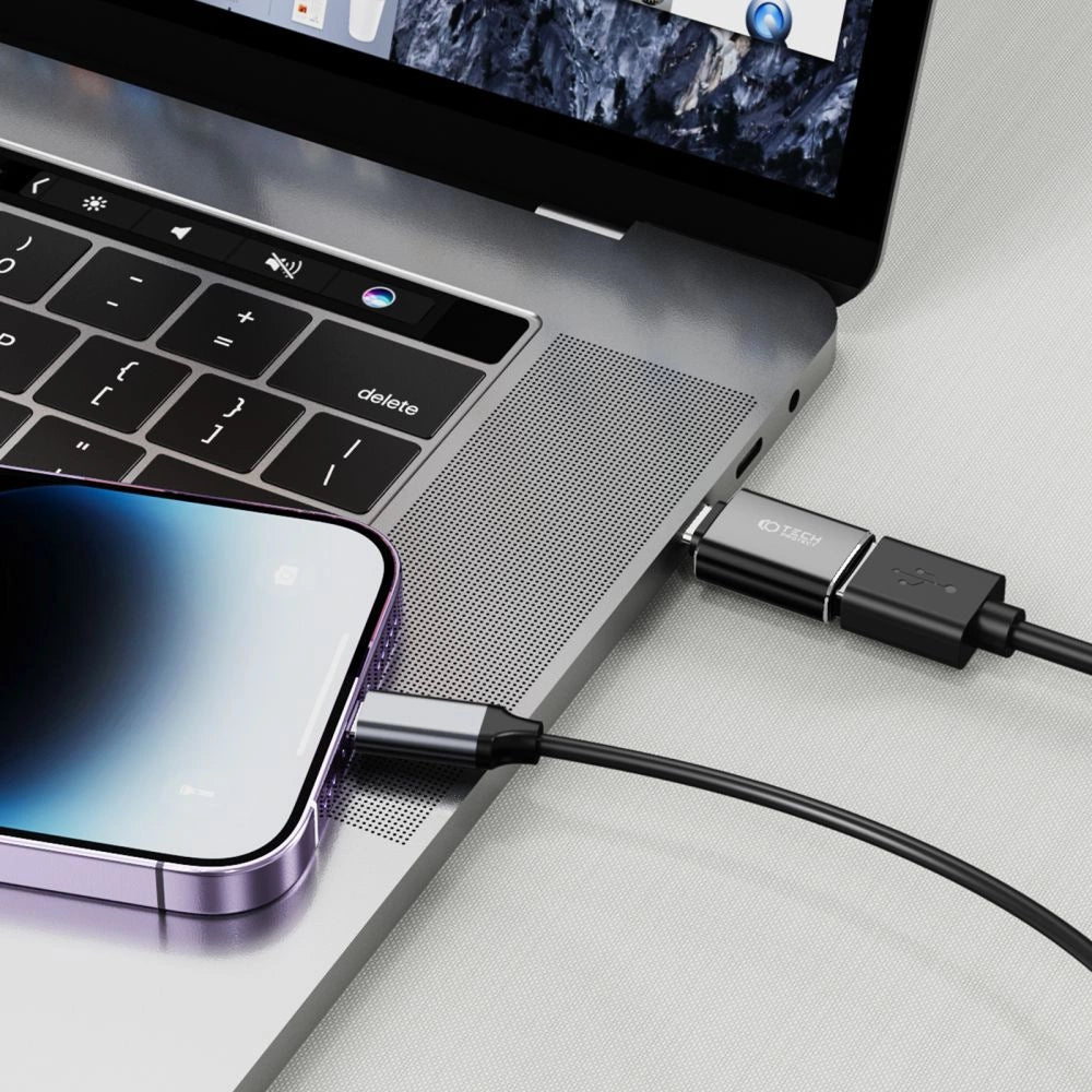 Adaptador OTG Tech-Protect UltraBoost Lightning (macho) para USB-A (fêmea) / Preto