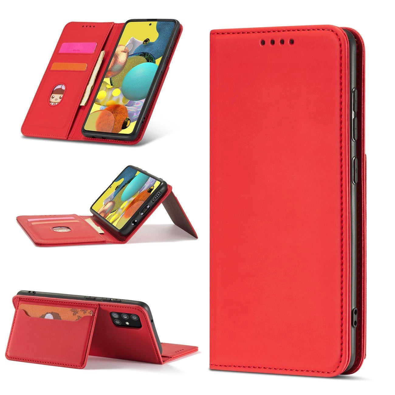 Magnet Card Case Case for Samsung Galaxy A13 5G Pouch Wallet Card Holder Red_2