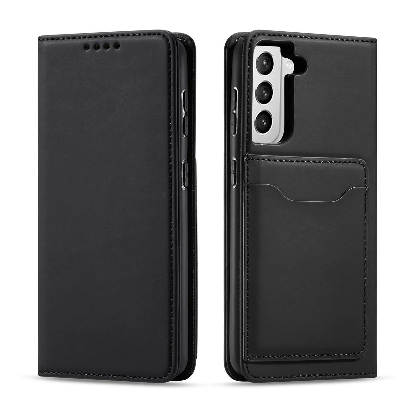 Magnet Card Case for Samsung Galaxy S22 + (S22 Plus) Pouch Wallet Card Holder Black_0