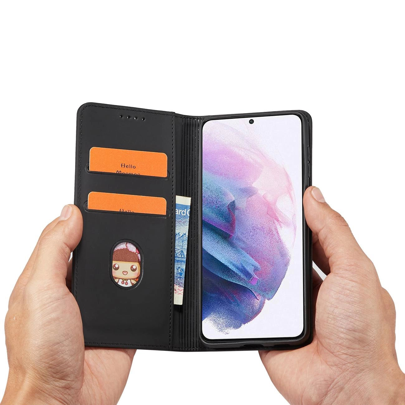 Magnet Card Case for Samsung Galaxy S22 + (S22 Plus) Pouch Wallet Card Holder Black_9