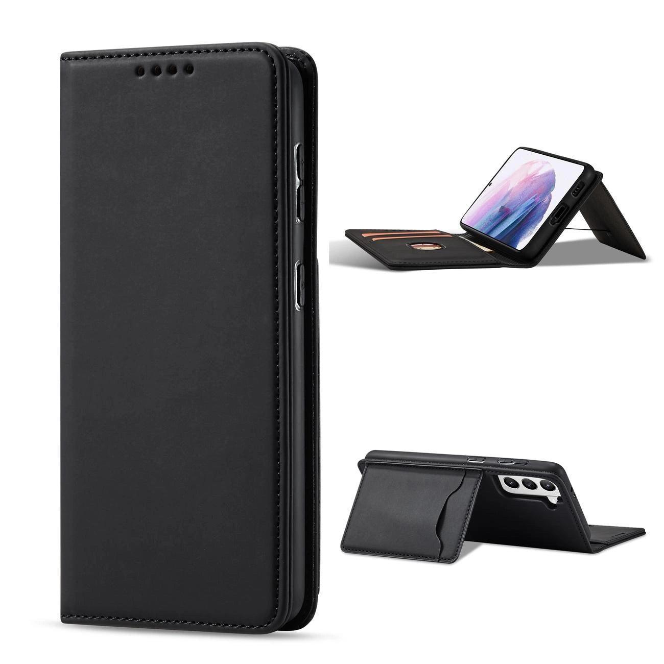 Magnet Card Case for Samsung Galaxy S22 + (S22 Plus) Pouch Wallet Card Holder Black_1