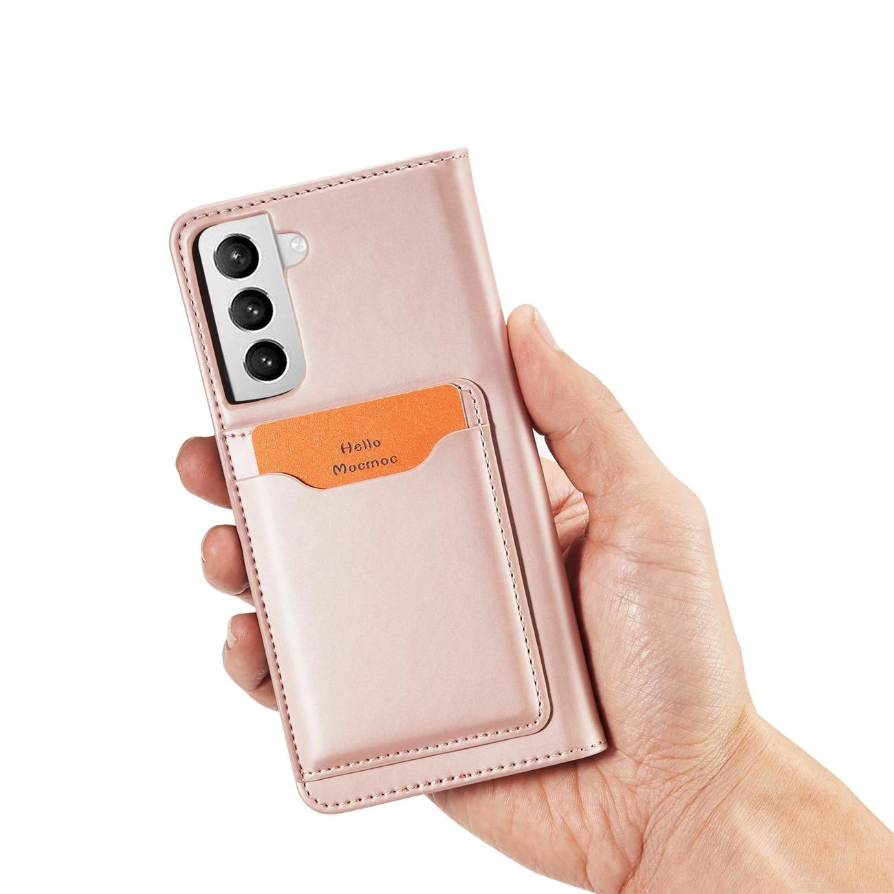 Magnet Card Case for Samsung Galaxy S22 + (S22 Plus) Pouch Wallet Card Holder Pink_10