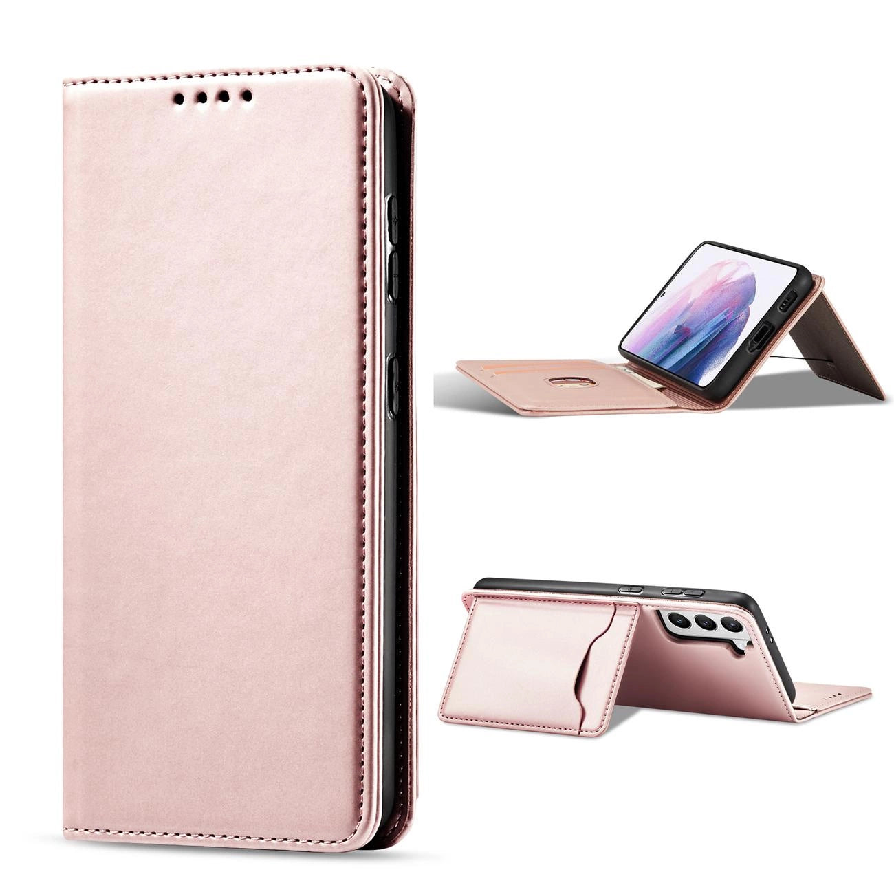 Magnet Card Case for Samsung Galaxy S22 + (S22 Plus) Pouch Wallet Card Holder Pink_3
